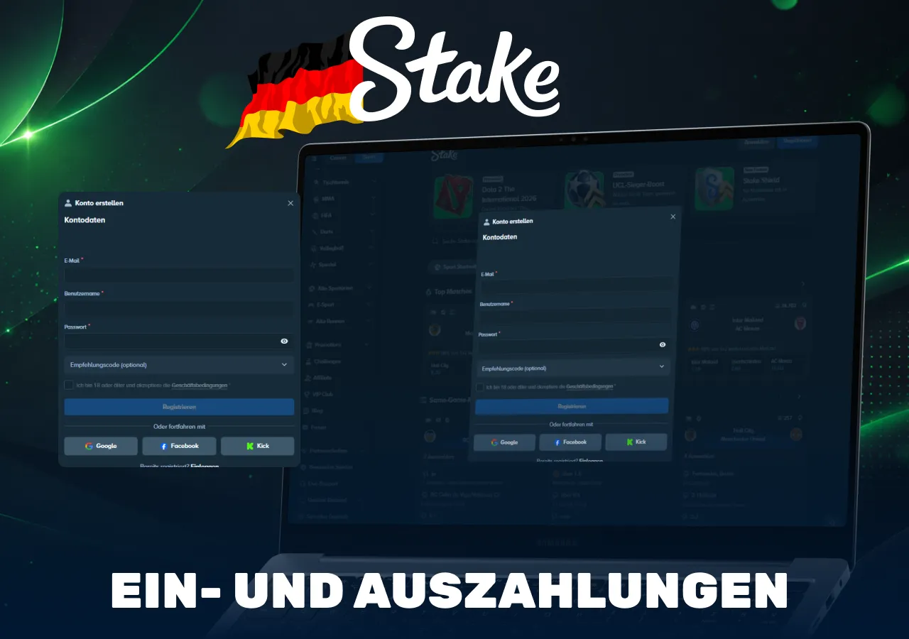 Registrierung bei Casino Deutschland mit Kontoerstellung und Anmeldeformular.